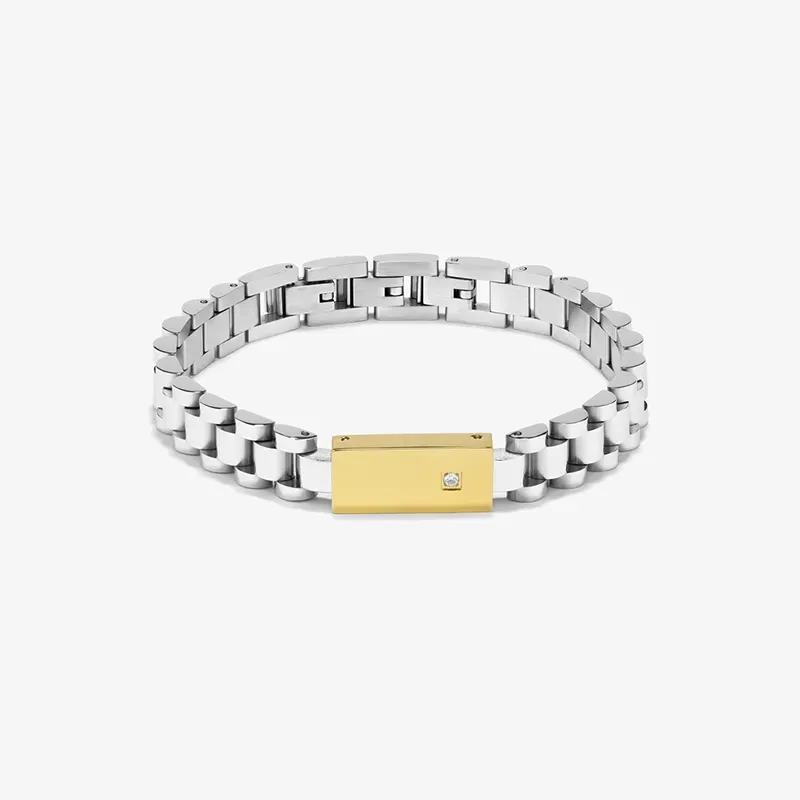 Pulseira Homem Bitone | Prateado e Dourado para um Estilo Sofisticado