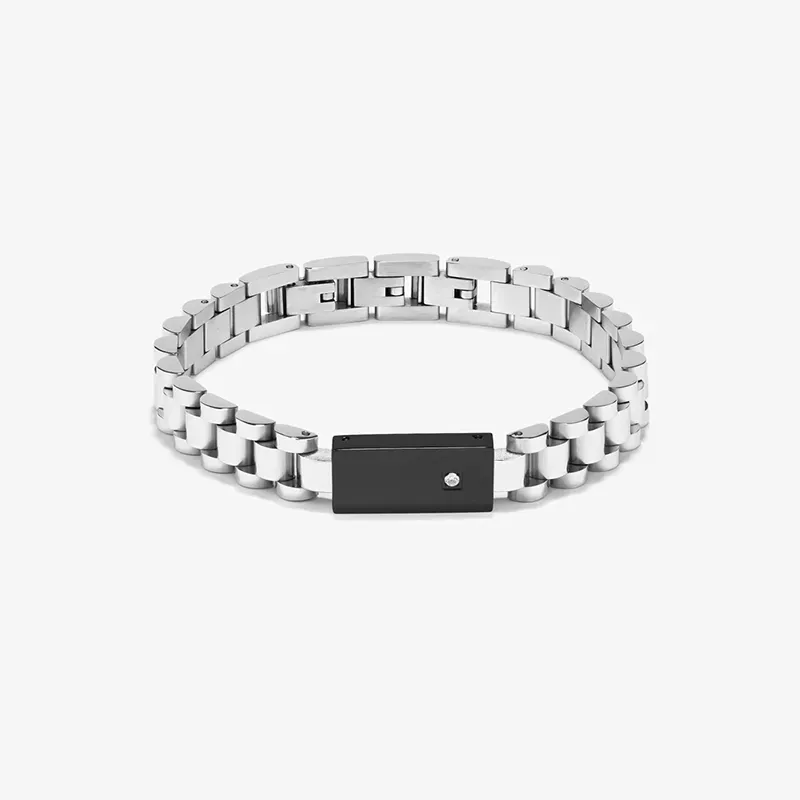 Pulseira Homem Preto/Prateada | Design Moderno e Versátil