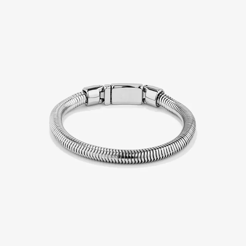 Pulseira Homem Vibrance Snake Prateada | Design Elegante e Atemporal