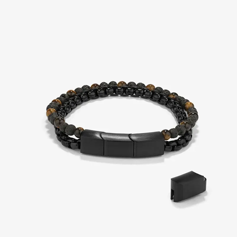 Pulseira Homem Bali Beads Preto | Estilo Elegante e Funcional