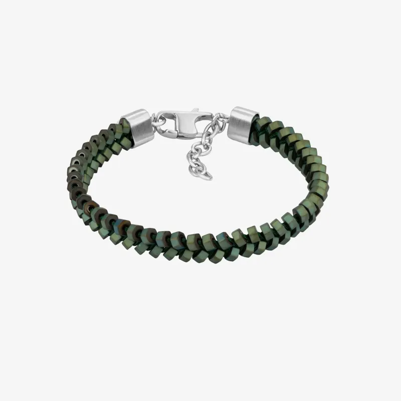 Pulseira de Homem Tribal Entrançada Verde | Radiant