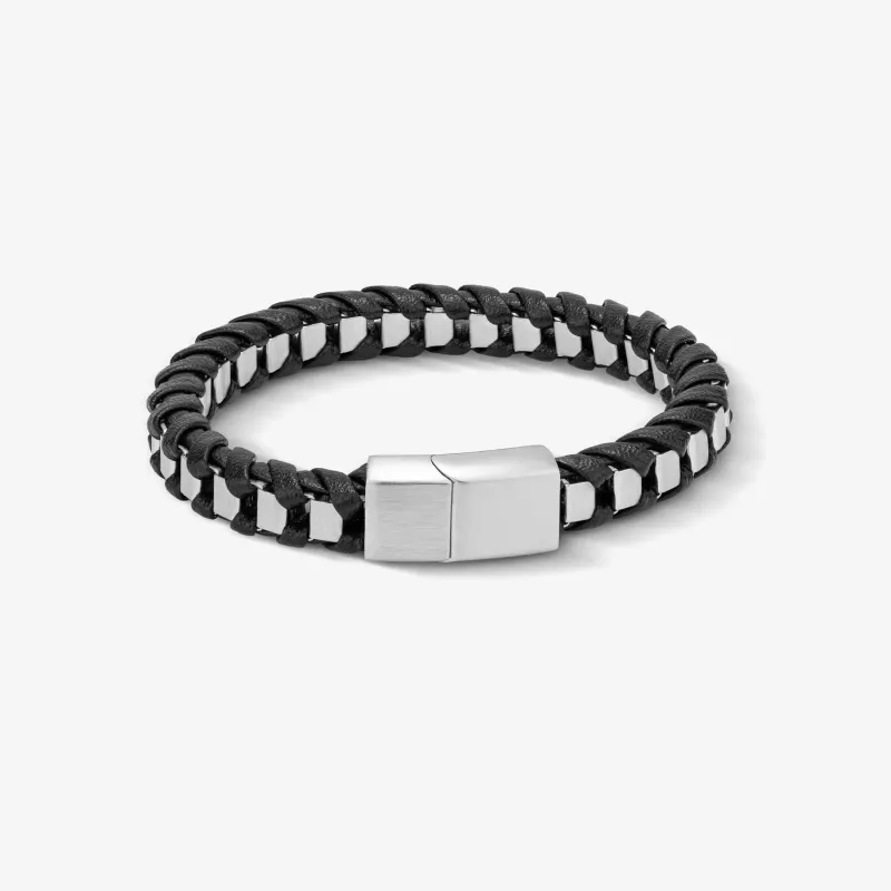 Pulseira de Homem Shadow Link Couro Negro | Radiant