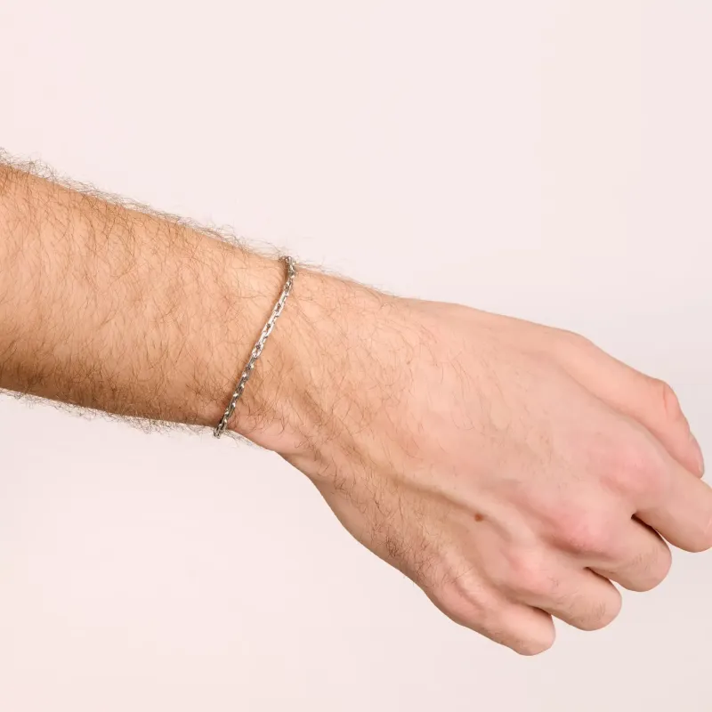 Pulseira de Homem Riviera Fina Prateada  | Radiant