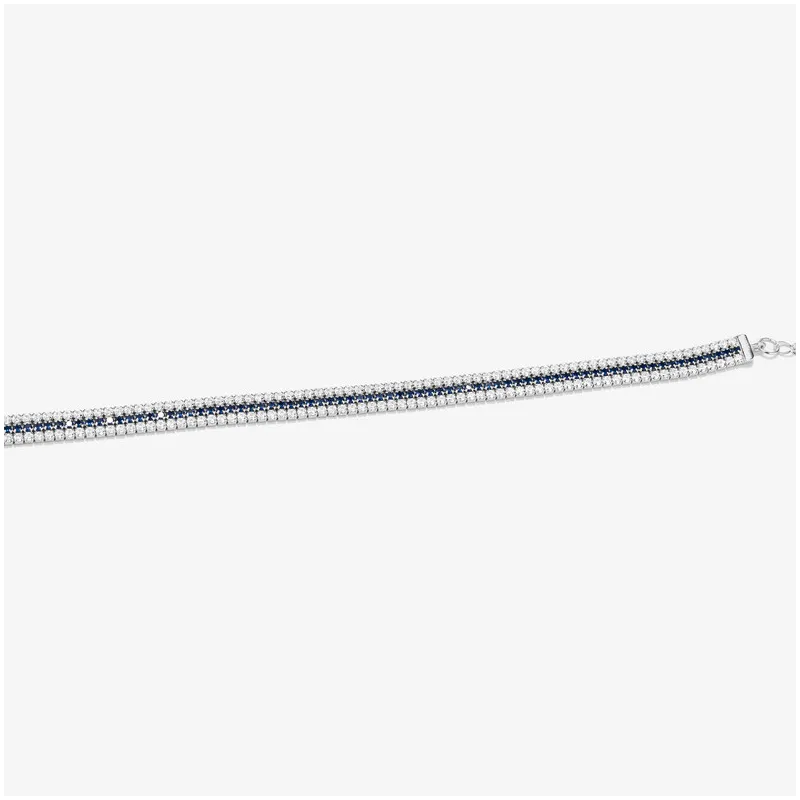 Pulseira de Prata zircónias azuis coleção THE CROWN Radiant