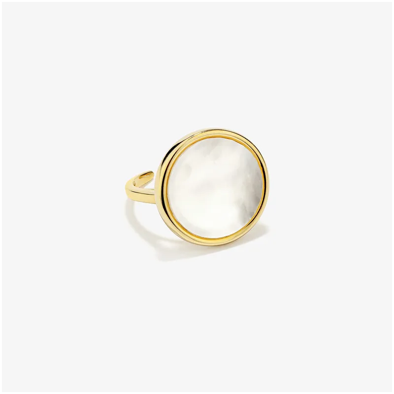 Anel redondo dourado com pérola MOTHER OF PEARL Radiant