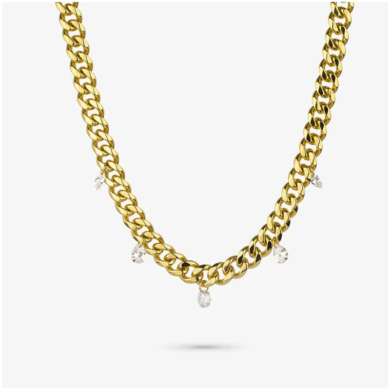 Colar Mulher Gaga Queen dourado | Elos Dourados com Detalhes Refinados