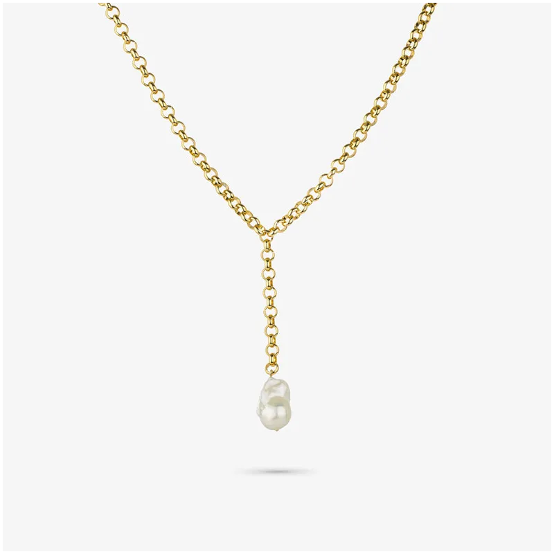 Colar Comprido  Mulher Emily dourado | Design em Aço Dourado