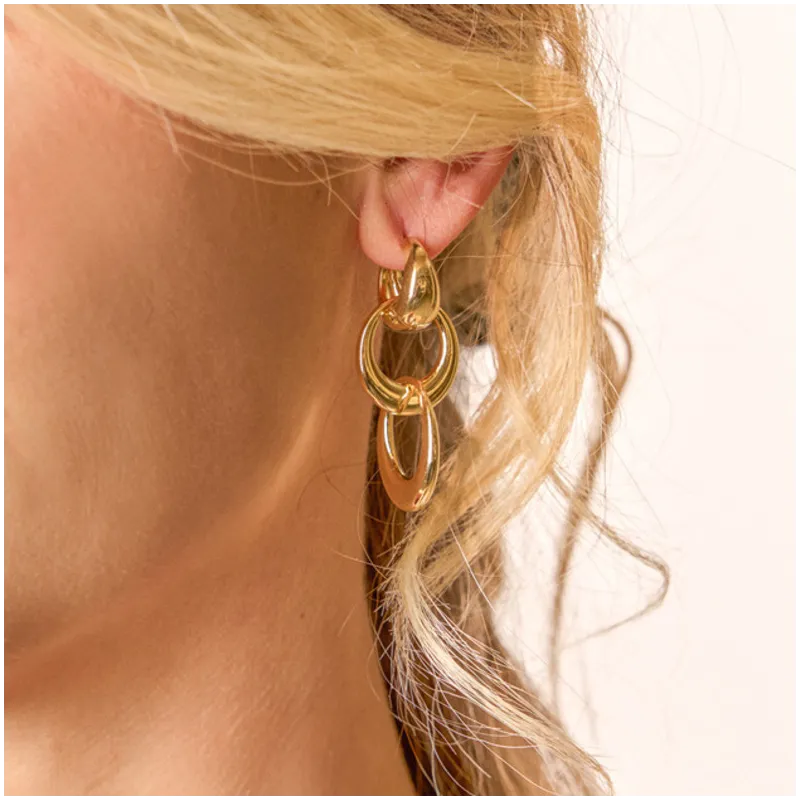 Brincos Mulher Blair dourado | Design Moderno em Aço Dourado