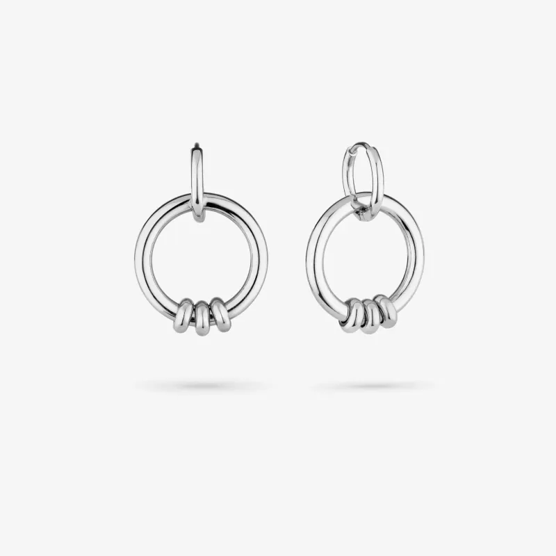 Brincos Prateados Compridos com Aro Duplo | Radiant