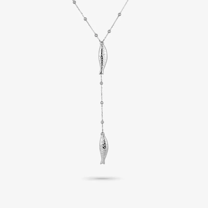 Colar Prateado de Mulher Peixe Vertical Sea | Radiant