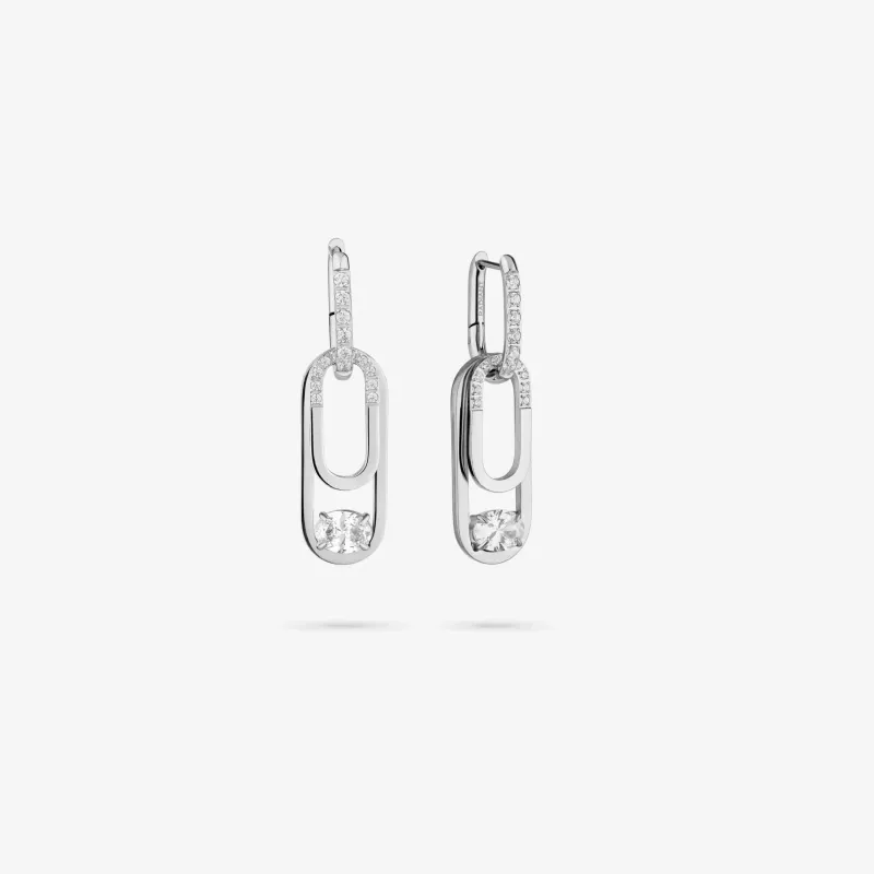 Brincos Prateados Compridos de Mulher Iced | Radiant