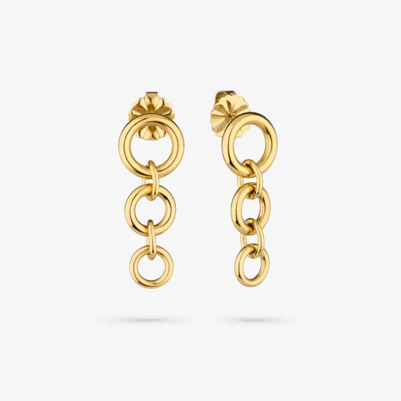 Brincos Dourados Compridos de Mulher com Design Triplo | Radiant
