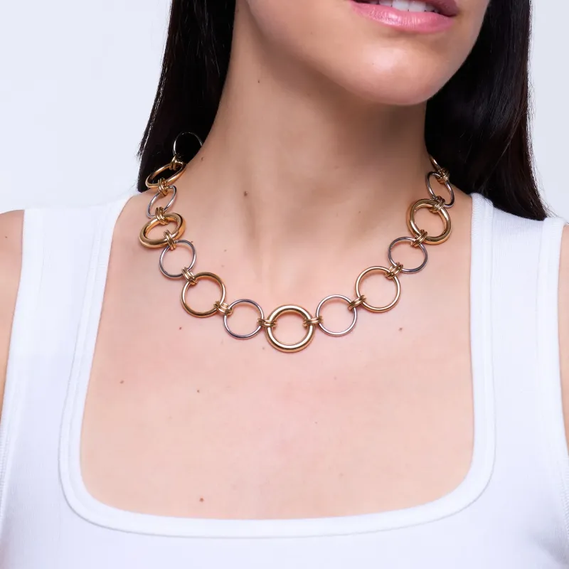 Colar Bicolor de Mulher com Aros Interligados | Radiant