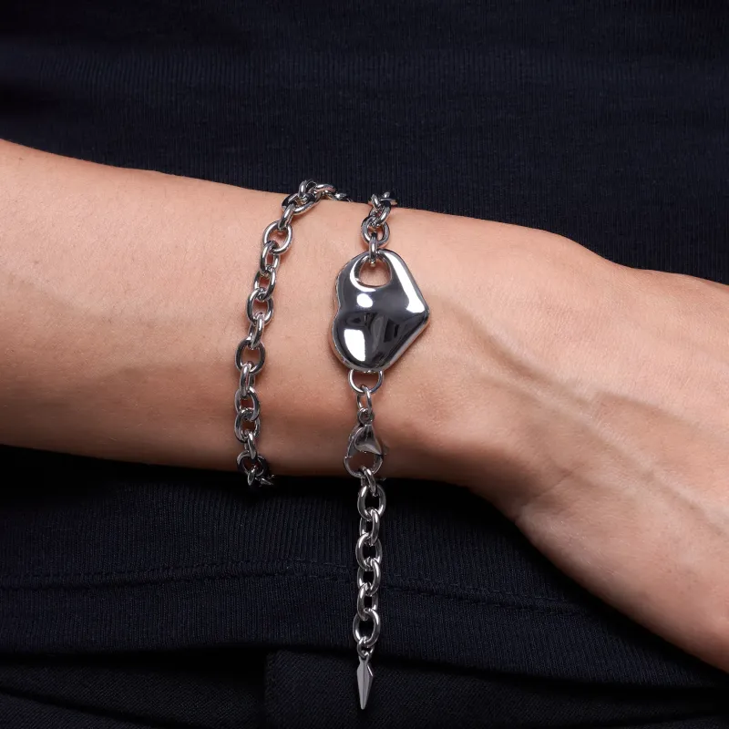 Pulseira Prateada de Mulher Coração Center | Radiant