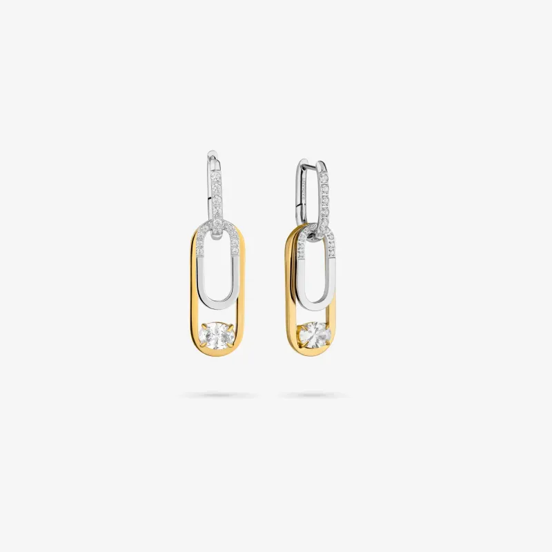 Brincos Bicolor de Mulher com Elo e Cristal Iced | Radiant