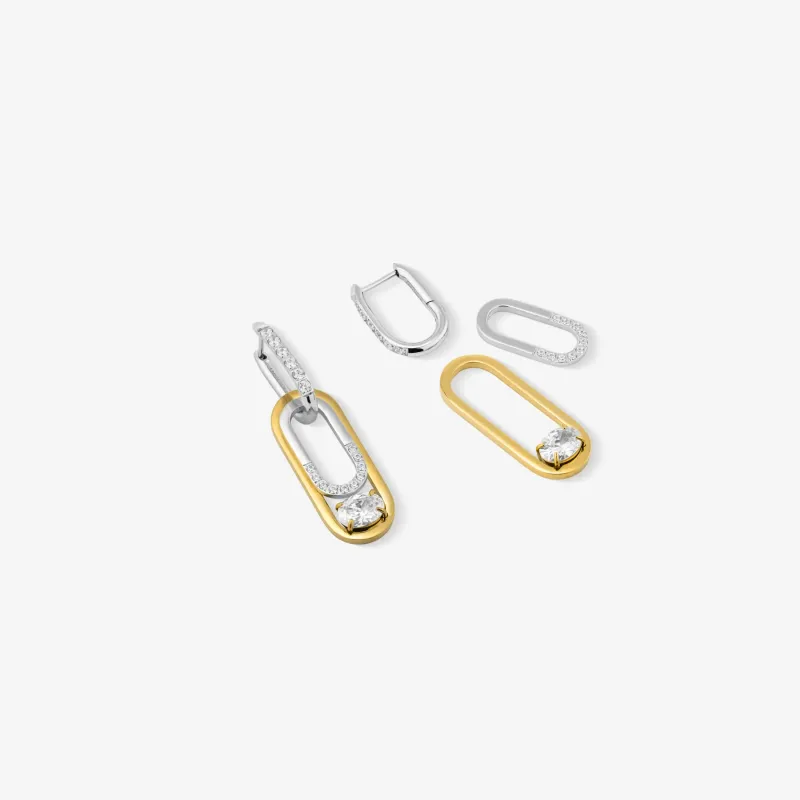 Brincos Bicolor de Mulher com Elo e Cristal Iced | Radiant