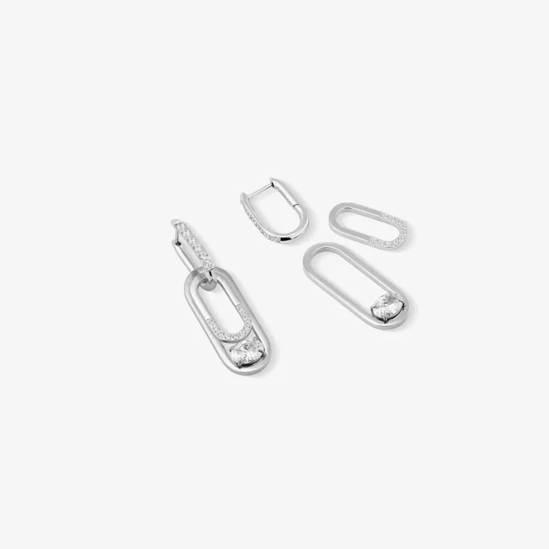 Brincos Prateados Compridos de Mulher Iced | Radiant