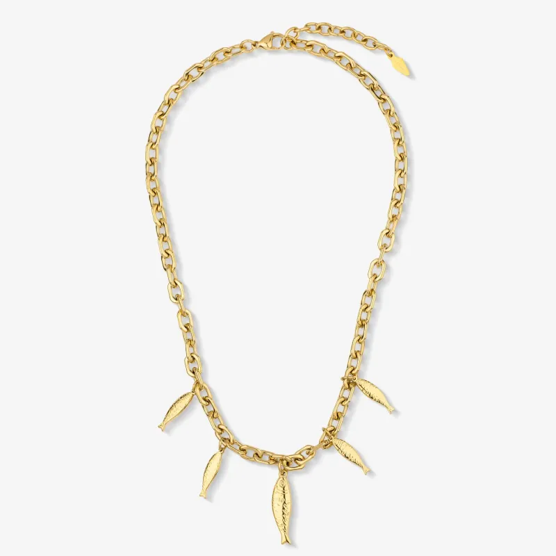 Colar Comprido Dourado de Mulher com Peixes Sea | Radiant